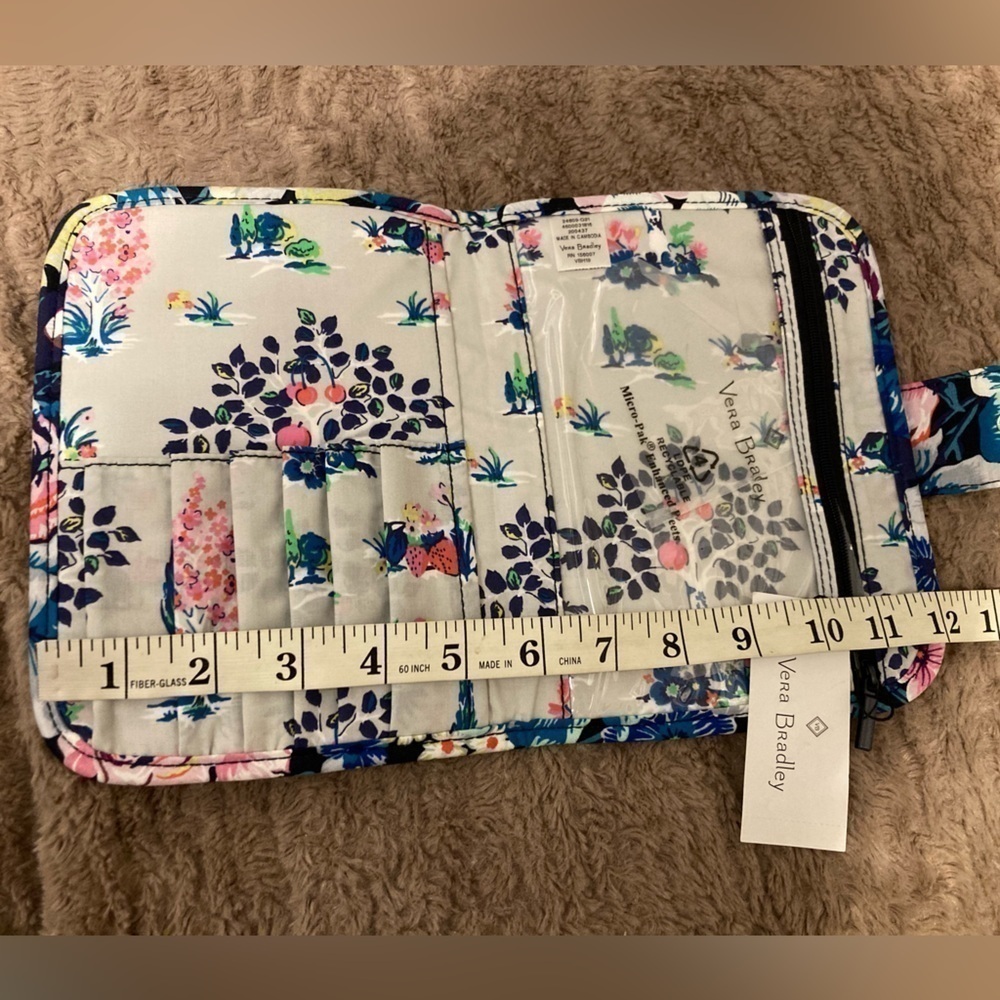 Vera Bradley Blue And Pink Floral ZipIn Brush Case Signature Cotton Garden Grove - Picture 11 of 13